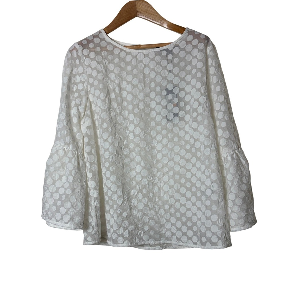 Tommy Hilfiger White Polka Dot Bell Sleeve Ivy Blouse NWT Small
